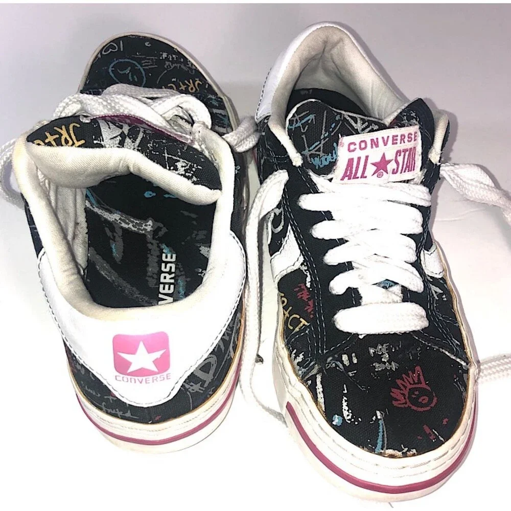 Converse Graffiti US Men Size 5,Wom 7Black w/pink Street Art -Unisex